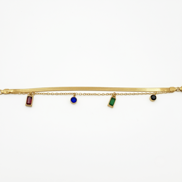 Gem Charm Snake Chain Bracelet