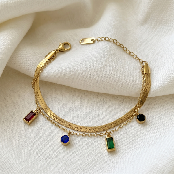 Gem Charm Snake Chain Bracelet